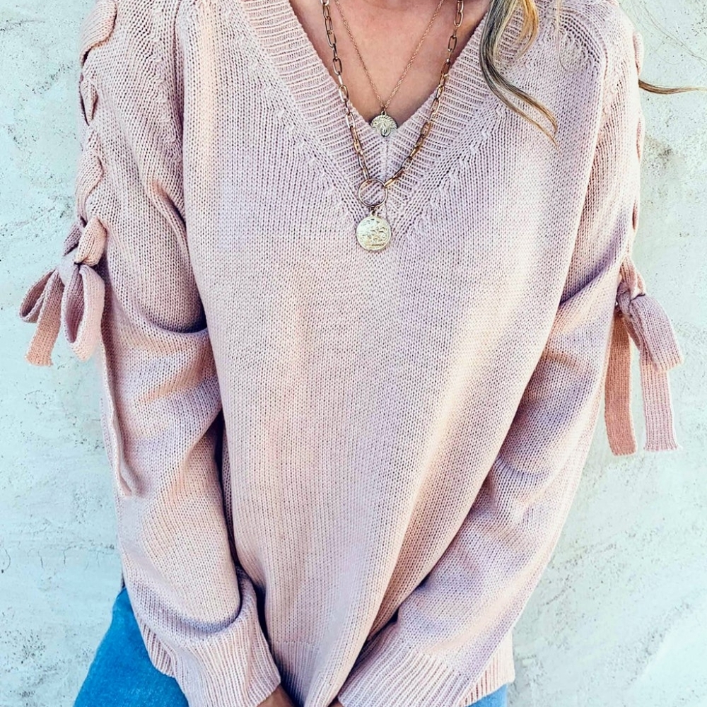 Amoli Sweater with Lace up Sleeves